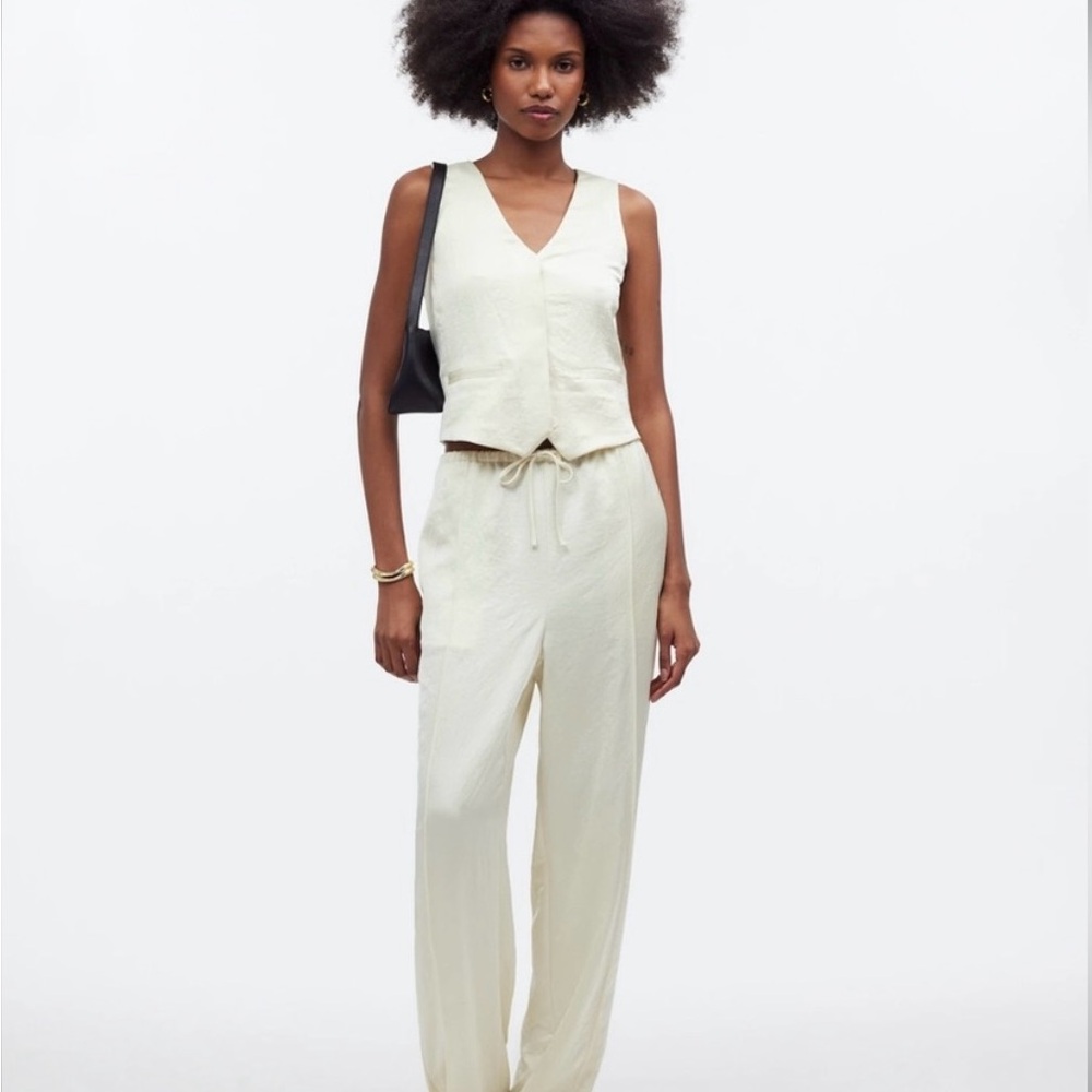 Cream satin pants